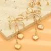 Amazon Moda Exquisitos Versátiles Pendientes de Tachuela con Lazo Colgante de Corazón con Borlas Set de Joyería Estilo Hong Kong