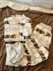 Pijama de Manga Corta con Estampado de Dibujos Animados Suave para Mujer, Nuevo Estilo de Verano, Shorts Casuales para Salir, Conjunto para Estar en Casa, Verano