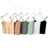 Camisola sencilla de perlas para mujer con copas, seda helada sin costuras, hermoso diseño en la espalda, adecuada para usar como prenda exterior o interior, corte ajustado y cómoda
