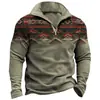 Nuevo suéter casual de moda para hombre con cremallera a la mitad, estampado digital 3D, transfronterizo europeo y americano, nuevo de comercio exterior 2024