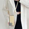 Capa de telefone de couro aplicável iphone13pro crossbody padrão lichia capa protetora traseira com cordão para Apple 12