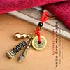 Llavero colgante de moneda de cinco emperadores de latón título de rango dorado pluma Wenchang estilo retro torre de nueve pisos cadena colgante de la Torre Wenchang