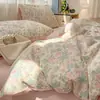 Conjunto de Roupa de Cama de Gaze Dupla Classe A para Maternidade e Bebê Quatro Peças, Lençol e Capa de Edredom, Conjunto de Roupa de Cama de Algodão Puro para Dormitório Estudantil Três Peças, Estilo Ins