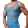 Camiseta de malla para hombre, sexy, de seda helada, transpirable, deportiva, sin mangas, fina, de verano