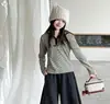 Conjunto de Moletom Listrado Outono/Inverno Novo para Meninas, Colete de Lã de Cordeiro, Calças de Perna Curva com Forro de Fleece, Top para Crianças de Tamanho Médio/Grande