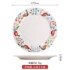 Plato de cerámica de estilo americano, estilo pastoral creativo, plato plano redondo con flores rojas y pájaros, plato hondo para sopa, plato para aperitivos de frutas.