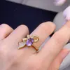 Anillo de Amatista Pura Natural para Mujer Color Súper Genial Piedra al Descubierto Tamaño 7*9mm Plata Pura S925 de Alto Grado Incrustado