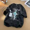 Camiseta Americana de Manga Corta para Hombre Estilo Comercio Exterior, Nuevo Modelo de Verano, Marca Trendy Ins, Tie-Dye, High Street, Peso Pesado, Corte Holgado, Camiseta Juvenil