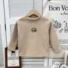 Ropa Infantil Unisex para Otoño e Invierno Camiseta Bebé Estilosa Niños Personalidad Marca de Moda Engrosada Coral Fleece Dibujos Animados Cuello Alto Camiseta Base