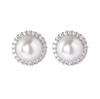 925 Prata Esterlina Luz Luxo Diamante Redondo Shijia Pérola Brincos para Mulheres Simples Design Exclusivo Brincos Requintados E9441