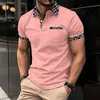 Nova camiseta polo casual masculina transfronteiriça da Amazon, bolso no peito, gola, manga curta, combinação de cores, top T-shirt versátil