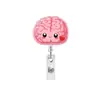 Porta-credencial acrílico retráctil con hebilla giratoria de fácil extracción, color rosa organ, para credencial de identificación de estudiante y oficina