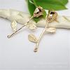 AliExpress vendiendo accesorios de joyería de cobre puro coreano de alta calidad, colgante de rama de flor rosa, material para horquilla DIY hecha a mano