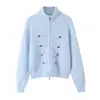 Comercio Exterior AliExpress Ropa de Mujer 2026 Moda Europea y Americana Suelto Nudo de Cuerda Botón Decorado Doble Cremallera Suéter Mujer C526986