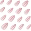 Uñas Postizas Brillantes Estilo Francés Puntas de Uña Almendradas Color Nude Ojo de Gato Deslumbrante Piezas de Uña Portátiles Uñas Postizas