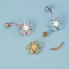 Venta Caliente Europea y Americana Anillo de Ombligo Simple de Acero Inoxidable Flor Zirconia Botón de Ombligo Estrella de la Suerte Uña de Ombligo Joyería para Piercing