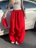Pantalones casuales de pierna ancha plisados estilo retro americano para mujer, nuevo modelo de verano, versátiles, holgados, casuales, cintura elástica, hasta el suelo