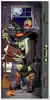 Adesivo de Porta de Bruxa de Halloween Pintura Estereoscópica 3D Poster de Decoração de Abóbora de Terror Crânio Suprimentos de Decoração de Festa ao Ar Livre