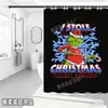 Bestseller transfronterizo de Amazon: Cortina de ducha verde del Grinch, cortina de ducha impermeable de pongee con estampado digital de dibujos animados