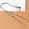 Cordón para Colgante de Jade y Oro Tejido a Mano, Colgante de Jade, Colgante de Hebilla de Paz, Cordón para Colgar, Correa para el Cuello para Hombres y Mujeres, Cordón de Cuero Encerado Marrón