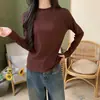 Camiseta interior térmica de cuello medio alto, camiseta de manga larga para mujer, nuevo estilo otoño e invierno 2026, corte ajustado, simple, top cálido