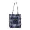 Bolsa de Lona a Cuadros de Doble Cara Estilo Americano para Mujer, Bolso Tote de Viaje, Bolso de Mano Retro de Color Contrastante, Bolso Cubo Nuevo de Primavera