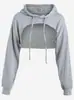 Moletom com Capuz Popular Europeu e Americano Transfronteiriço Feminino, Blusa Cropped Solta da Moda com Mangas Longas