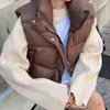 Chaqueta Abrigo Cálida Acolchada de Cuello Alto para Mujer Otoño Invierno Estilo Coreano Chic Holgada Adelgazante Chaleco Top 26240