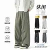 Calças masculinas impermeáveis com forro de fleece para outono e inverno, calças de trabalho largas e retas, tendência para atividades ao ar livre, calças casuais grossas