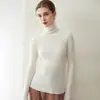 Suéter de Cachemira para Mujer % Cachemira Pura Estilo Nuevo Cuello de Pila Jersey Ajustado Canalé Ajustado Suéter de Punto Cálido