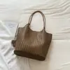 Bolso Tote de Gran Capacidad Color Liso Textura Tejida Elegante Individual Moderno Moda Casual Trabajo Viaje Diario Bolso de Hombro Único