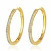 Brinco de Argola Clássico Minimalista com Zircônia Estilo Europeu e Americano Argola de Orelha Fina Latão Banhado com Ouro Puro 24K