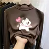 Nova camada de base térmica da moda e tendência outono/inverno para crianças, gola alta meia-manga para meninas, top quente e casual para crianças mais velhas
