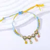 Pulsera Trenzada Multicolor Estilo Nacional con Colgante de Aleación Esmaltada, Ajustable, Accesorio de Mano Estilo Nacional de Paz y Buena Suerte