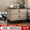 Mesita de noche de cuero, moderna y simple, para uso en el hogar, lujo ligero, pequeña, multifuncional, madera maciza, almacenamiento para dormitorio, mesita de noche, mueble de almacenamiento