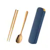 Conjunto de Talheres Portátil de Aço Inoxidável para Estudantes Infantil Cor Sólida Caixa Extensível Conveniente Caixa de Armazenamento de Colher e Hashi Única para Exterior