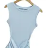 Vestido de Tricô sem Mangas com Cintura Torcida e Design que Abraça o Corpo, Cintura Marcada, Emagrecedor, Vestido Regata, Saia Longa, Algodão