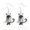 Aretes con Diseños de Gatos Lindos y Aterradores, Aretes Acrílicos de Momia con Patrón de Dibujos Animados Transfronterizos de Halloween