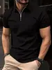 2024 Europeu e Americano ins Transfronteiriço Primavera e Outono Amazon Camisa Polo Esportiva de Manga Curta Bolso com Zíper Camisa Polo Masculina