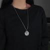 Relógio de Pulso com Disco Giratório de Tempo e Ponteiro Triangular Chaoren Personalidade Pingente Pendurado Colar de Aço Titânio Hip-Hop Masculino Acessórios Chaorman