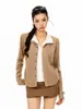 BIGGOL Casaco Cardigan de Lã Suéter Feminino Outono Retro Patchwork Camada Emagrecedor Falso Duas Peças Tricô