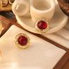 Pendientes Redondos Exagerados Elegantes de Acero de Titanio con Diamantes Brillantes de Cristal Perla Medievales Vintage Elegantes