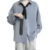 Camisa para Hombre Estilo Hong Kong Holgada Top de Hada Diseño Fresco Trendy Dk Estilo Jk Manga Larga Estilo Perezoso Camisa de Caída