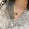 Vanjia Banhado a Ouro 18K Trevo da Sorte Pétala Trevo Completo com Diamante Corrente para Clavícula Pingente de Flor Única Anel de Flor Estilo Ins