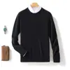 Novedad Otoño e Invierno 100% Lana Tejidos para Hombre Cálido Sencillo Cuello Redondo Casual Versátil Tejidos Base Elegante