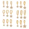 Miduoduo Joyería Europea y Americana Acero Inoxidable Estrella de Cinco Puntas Completamente Diamantados Zirconia Pendientes Chapados en Oro Real de 18K Elegantes Pendientes de Moda