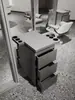 Mostrador de Herramientas para Barbería, Gabinete de Acero Inoxidable de Doble Cara para Salón de Peluquería, Almacenamiento con Cajones y Estante para Secadoras