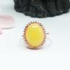 Anel de Prata S925 Jueyu com Âmbar de Cera de Abelha Natural, Âmbar Báltico Transmissão ao Vivo Entrega Direta S2042209A