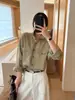 Han Xun Wilderness Urbana Commuting Holgada Ropa de Trabajo Bolsillo Lino Transpirable Camisa para Mujer 2026 Otoño Nuevo Modelo 27043