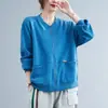 Tiro Real Literario Retro Color Sólido Manga Larga Chaqueta Corta Sudadera Holgada para Mujer Versátil Cuello de Béisbol Top